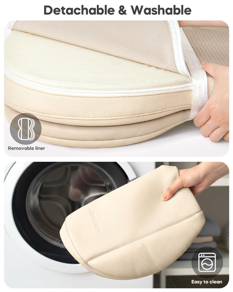 mamatepe Baby Changing Pad, Waterproof Wipe-Clean PU Leather with High-Density Foam, Non-Slip Contoured Cushioned Edges with Adjustable Safety Strap, for Dresser & Changing Table, 28"Ã—16", Beige - Image 4