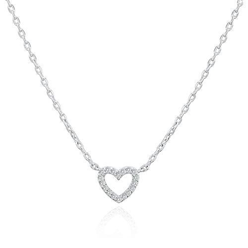PAVOI Rhodium Plated Cubic Zirconia Heart Necklace | Cute Dainty Love Pendant Necklaces for Women - Image 3