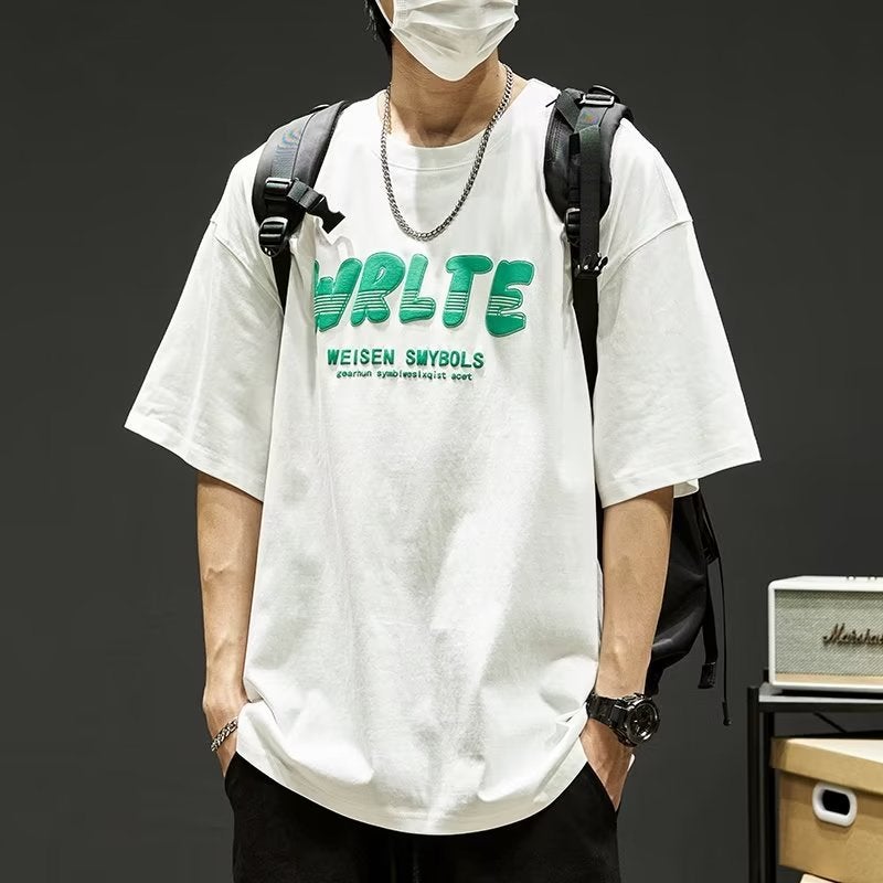 Short-sleeved T-shirt Men's Teenager Japanese Style Trendy Brand Letter Printed Half-sleeved Top Summer Trendy All-match Trendy T-shirt - Image 5