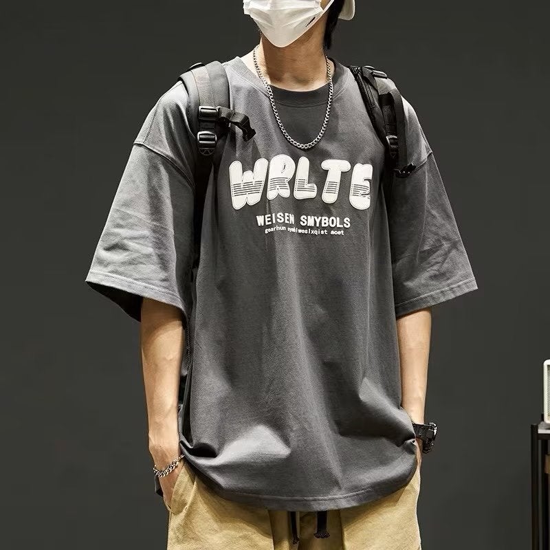 Short-sleeved T-shirt Men's Teenager Japanese Style Trendy Brand Letter Printed Half-sleeved Top Summer Trendy All-match Trendy T-shirt - Image 3