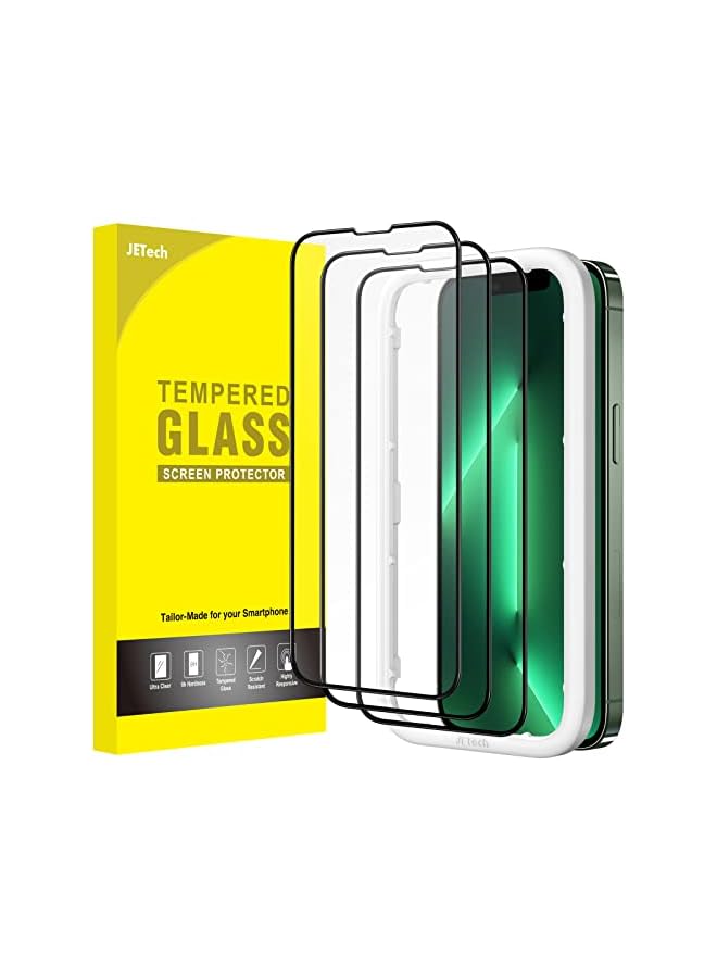 JETech Full Coverage Screen Protector for iPhone 13 Pro Max 6.7-Inch, Black Edge Tempered Glass Film with Easy Installation Tool, Case-Friendly, HD Clear, 3-Pack - Image 1