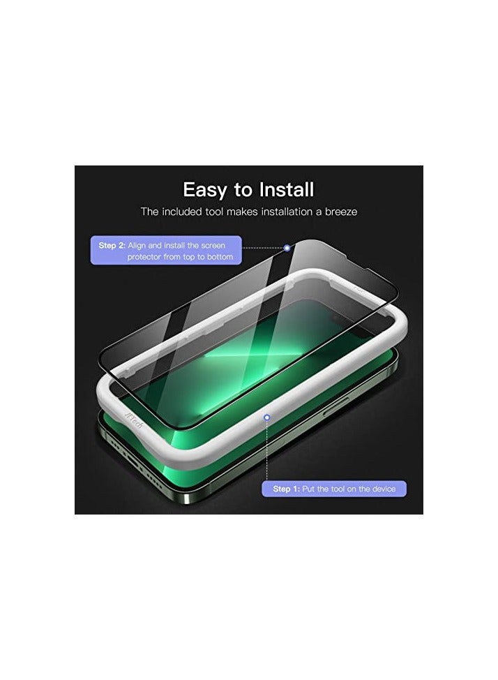 JETech Full Coverage Screen Protector for iPhone 13 Pro Max 6.7-Inch, Black Edge Tempered Glass Film with Easy Installation Tool, Case-Friendly, HD Clear, 3-Pack - Image 4
