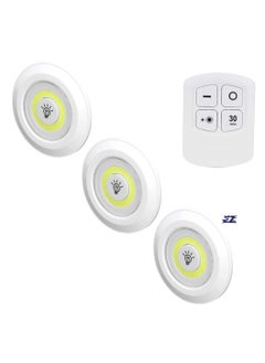 ELTRAZONE LED COB Night Light Set – 3 Pcs Battery Powered Wireless LED Disc Lamp with Remote Control, Dimmable, Adjustable Brightness, Wireless Night Lights for Bedroom, Hallway, Closet, and More  - Image 1