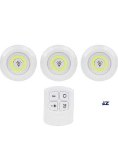 ELTRAZONE LED COB Night Light Set – 3 Pcs Battery Powered Wireless LED Disc Lamp with Remote Control, Dimmable, Adjustable Brightness, Wireless Night Lights for Bedroom, Hallway, Closet, and More  - Image 2