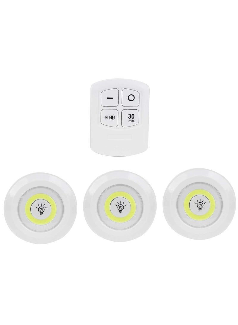 ELTRAZONE LED COB Night Light Set – 3 Pcs Battery Powered Wireless LED Disc Lamp with Remote Control, Dimmable, Adjustable Brightness, Wireless Night Lights for Bedroom, Hallway, Closet, and More - Image 4