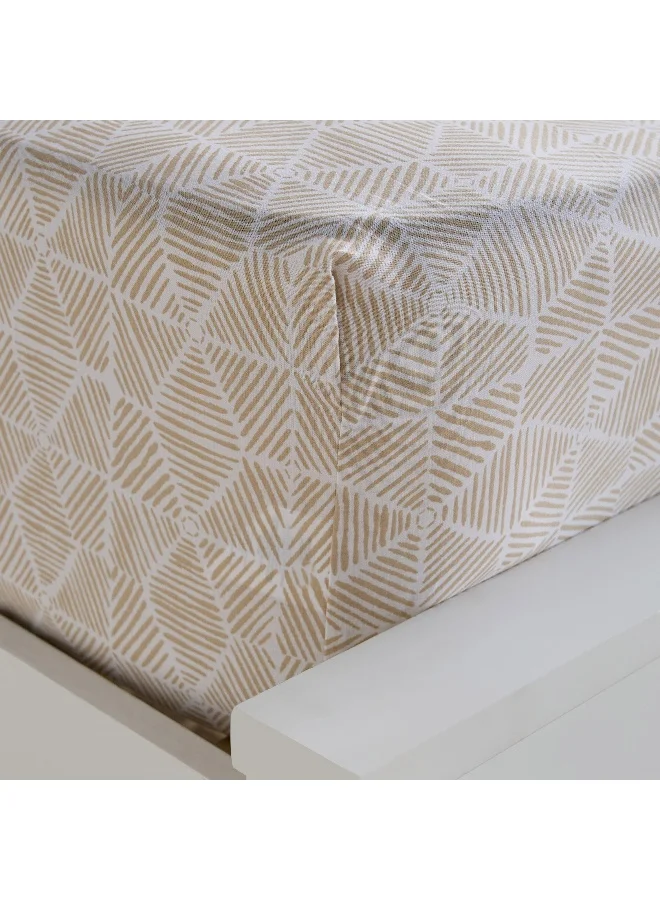 Home Box Madison Burnley Cotton Printed Queen Fitted Sheet - 150x200+30 cm