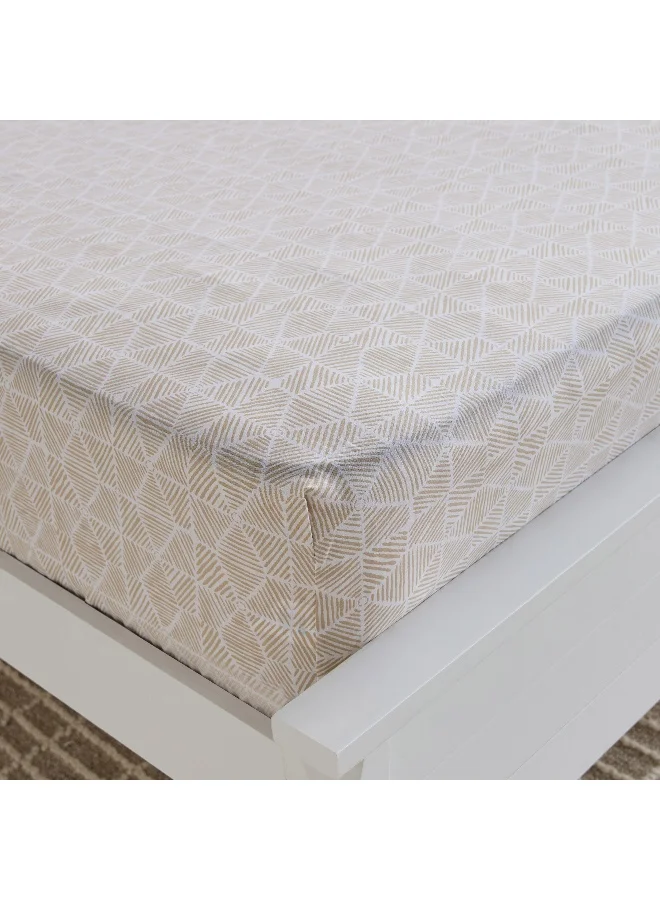 Home Box Madison Burnley Cotton Printed Queen Fitted Sheet - 150x200+30 cm