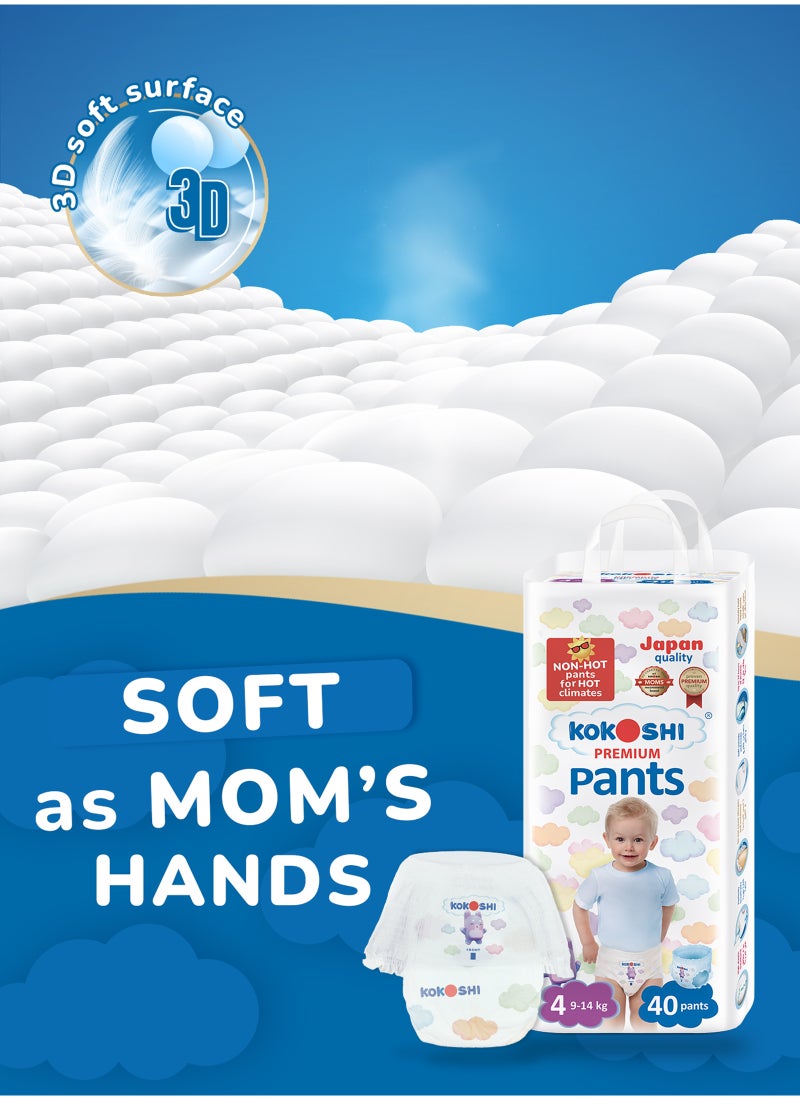 Kokoshi Premium Baby Size 4 9-14Kg Eco Friendly And Hypoallergenic Pant Diapers 4 x 40 Diapers - Image 5