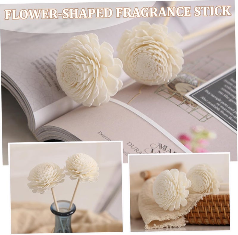2-inch Chrysanthemum-Shape Reed Diffuser Sticks Home Office Bathroom Aromatherapy Decorative Piece Beige - Image 2