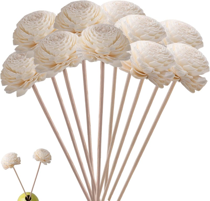 2-inch Chrysanthemum-Shape Reed Diffuser Sticks Home Office Bathroom Aromatherapy Decorative Piece Beige - Image 1