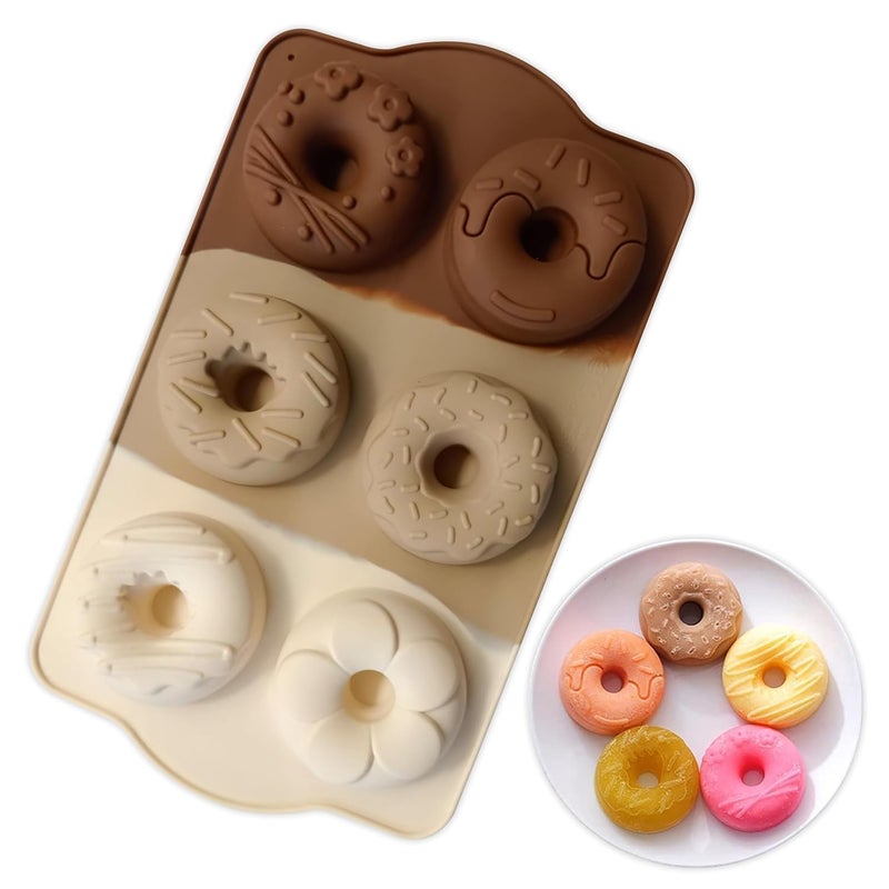 MoldBerry Mini Donut Cake Pan 6Cavity Silicone Fluted Tube Cake Pans NonStick Silicone Molds for Donut Jelly Cupcake Doughnut Donut Cake Bread Donut Making Mould - Image 1