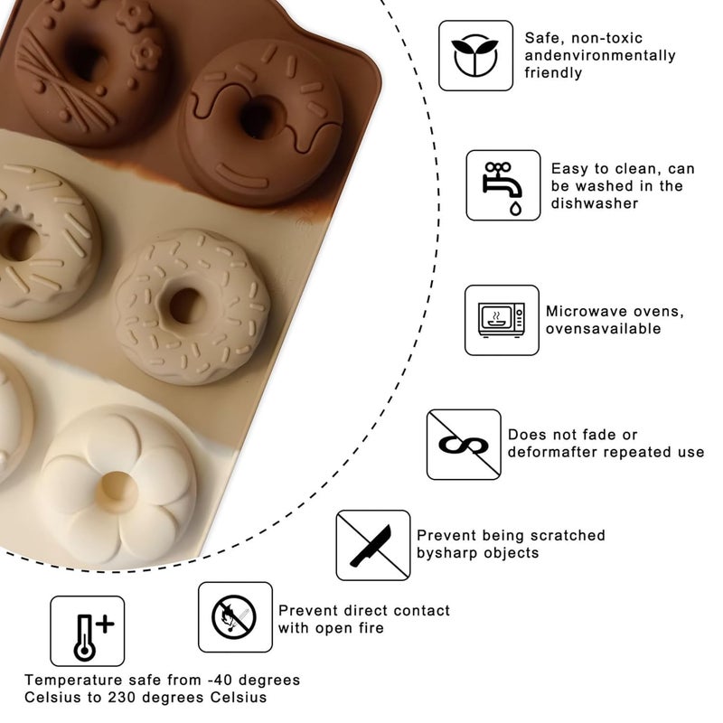 MoldBerry Mini Donut Cake Pan 6Cavity Silicone Fluted Tube Cake Pans NonStick Silicone Molds for Donut Jelly Cupcake Doughnut Donut Cake Bread Donut Making Mould - Image 2