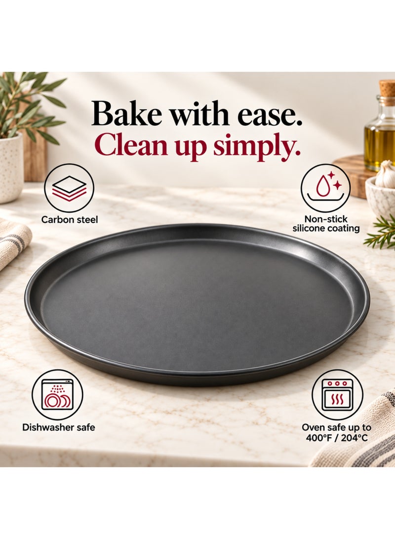 Oneida Bliss 16 Inch Pizza Pan, Metallic Black, Heavy-Duty Carbon Steel, Whitford Non-Stick Silicone Coating, Oven Safe up to 400°F - Image 4