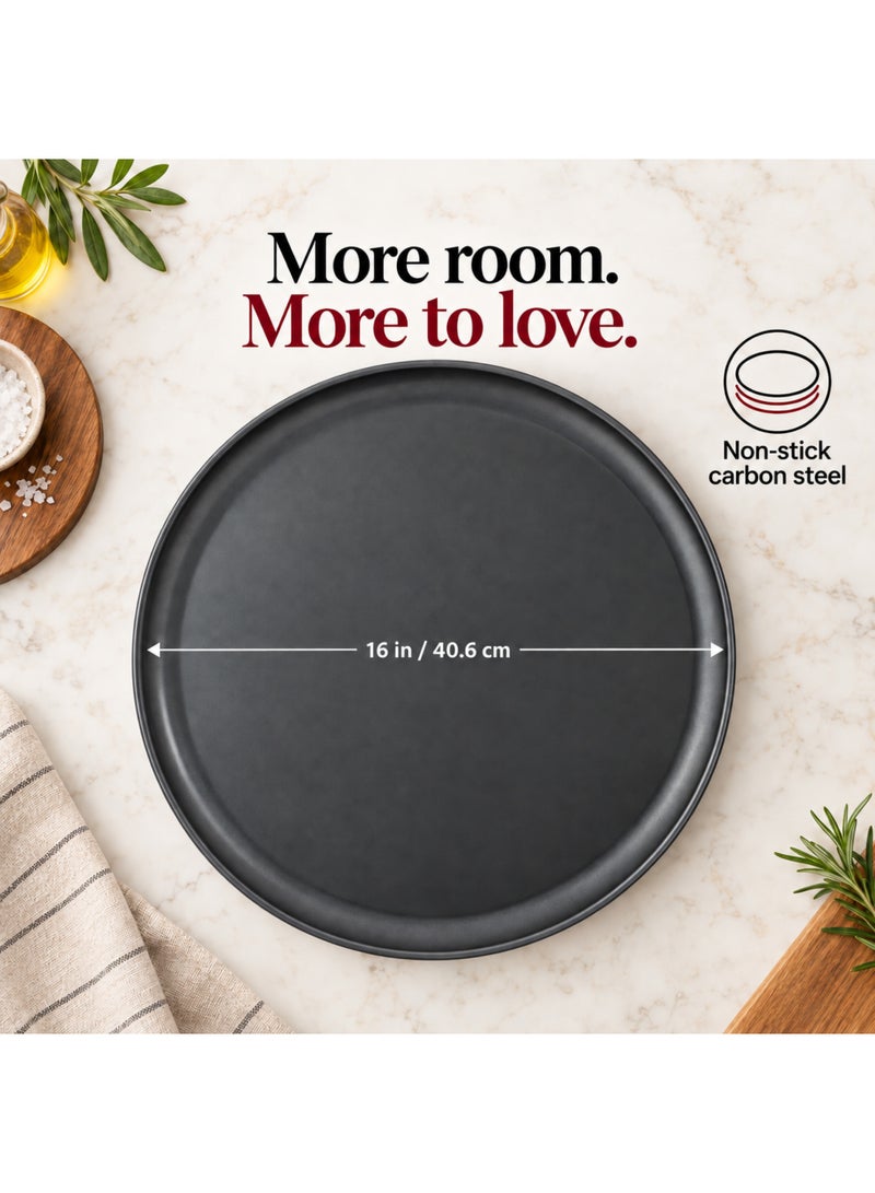 Oneida Bliss 16 Inch Pizza Pan, Metallic Black, Heavy-Duty Carbon Steel, Whitford Non-Stick Silicone Coating, Oven Safe up to 400°F - Image 3