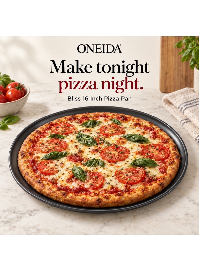 Oneida Bliss 16 Inch Pizza Pan, Metallic Black, Heavy-Duty Carbon Steel, Whitford Non-Stick Silicone Coating, Oven Safe up to 400°F - Image 2