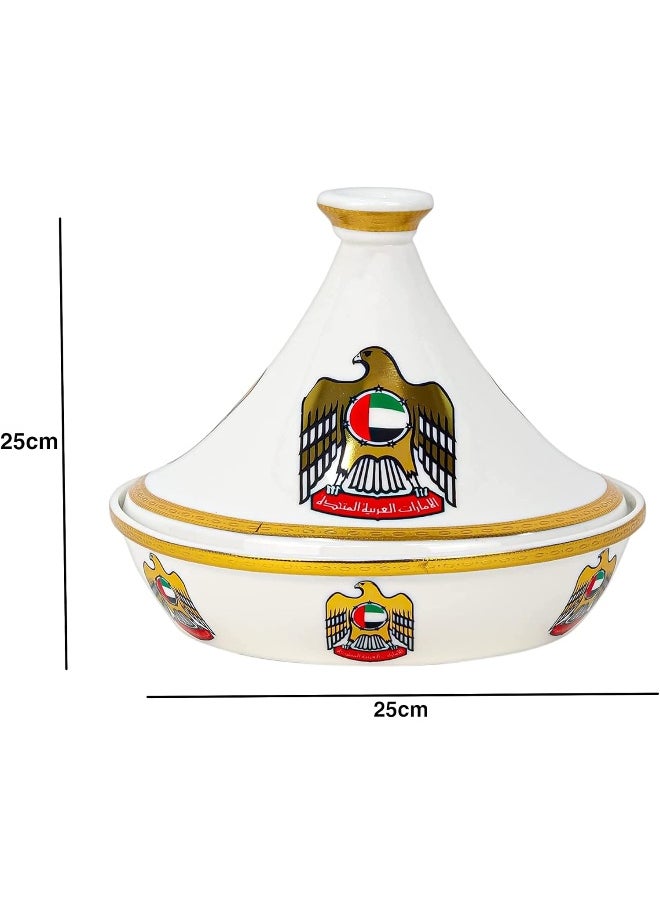 AKDC AKDC Special Design Ceramic Tajine UAE National Day Celebrations Tagine Pot Non Stick for Home Kitchen Restaurant United Arab Emirates Flag Days Logo Design Cooking Pots Casserole (10" Inch - 25cm)  - Image 5