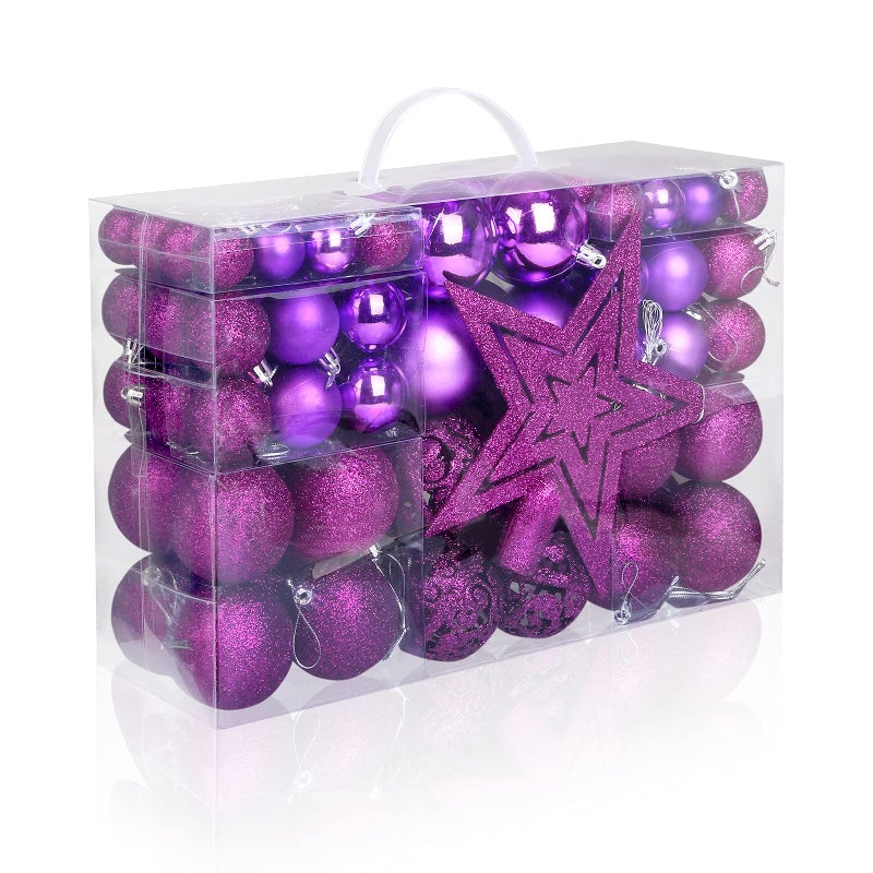 Naler 101pcs Purple Ball Ornaments for Christmas Tree Shatterproof Christmas Tree Balls Decorative Baubles Hanging Ornaments for Xmas Home Garden Decoration