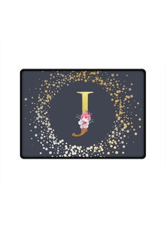 Designer Gaming Mouse Pad  Anti-Skid Mousepad Large Keyboard Mouse Pad Desk Mat Custom Monogram Initial Letter Floral Pattern Alphabet - J  (Grey)