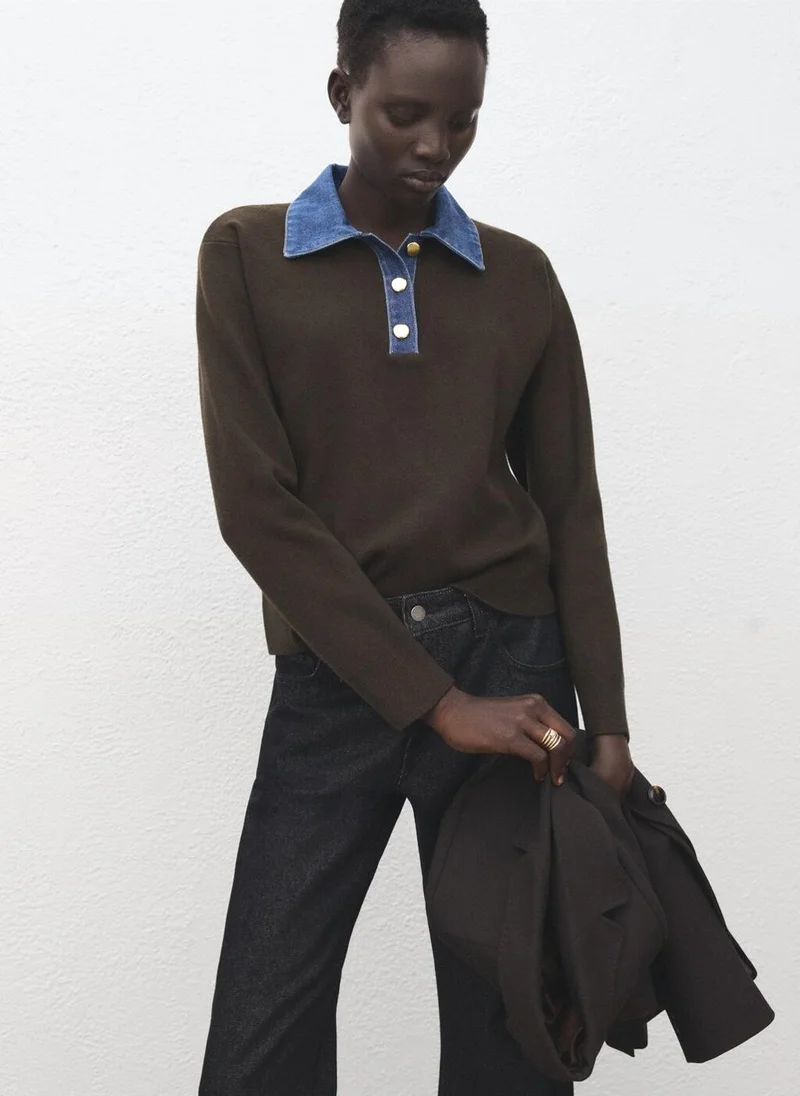 MANGO Combined shirt-collar sweater