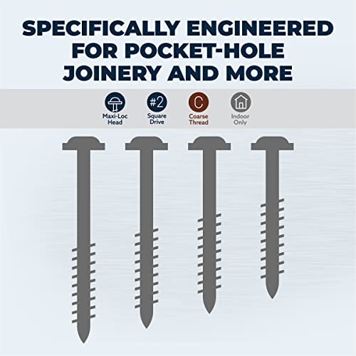Kreg SML-C150-250 Zinc Pocket Screws, 1-1/2 Inch #8 Coarse Thread, Maxi-Loc Head (250 Count) - Image 3