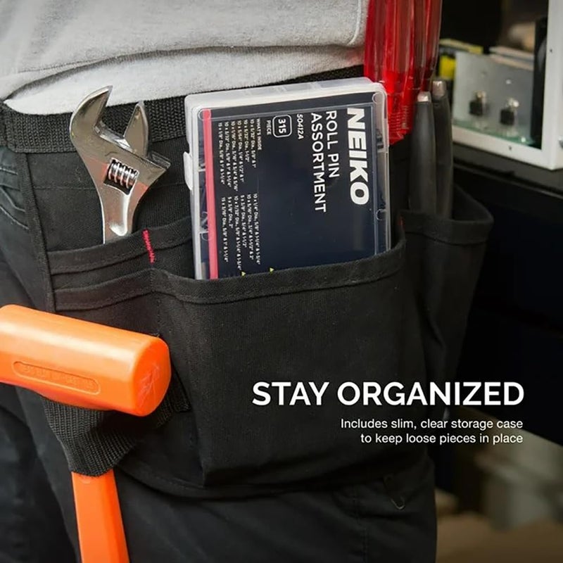 Neiko 50412A Roll Pin Assortment Set with Storage Case | 315 Pieces | SAE | Slotted Spring Steel | Black Dowel Tension Roll Pin - Image 4