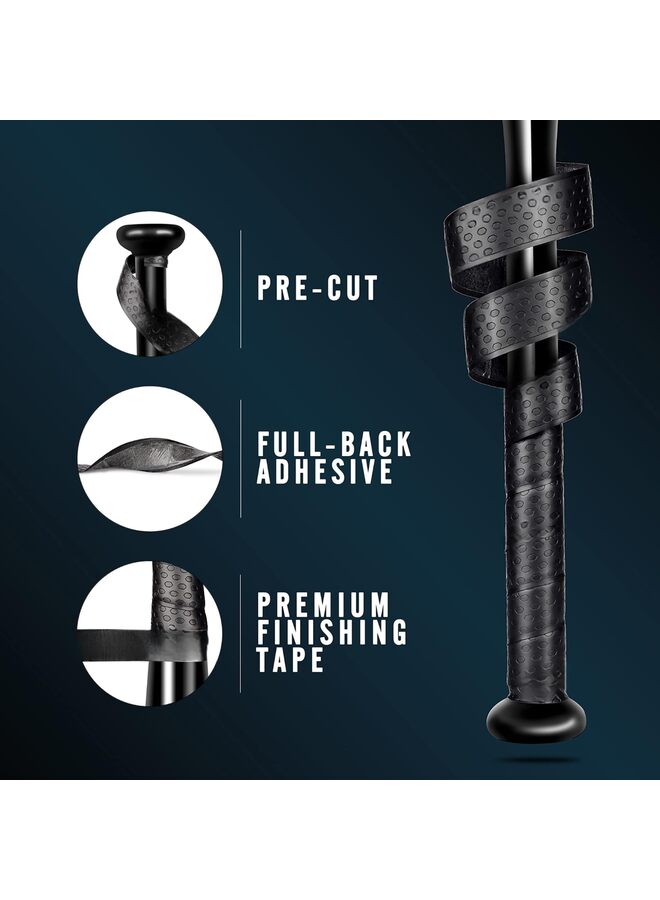 Bat Grip Tapes | Black All-Weather Performance Baseball Grip Tapes - Image 2