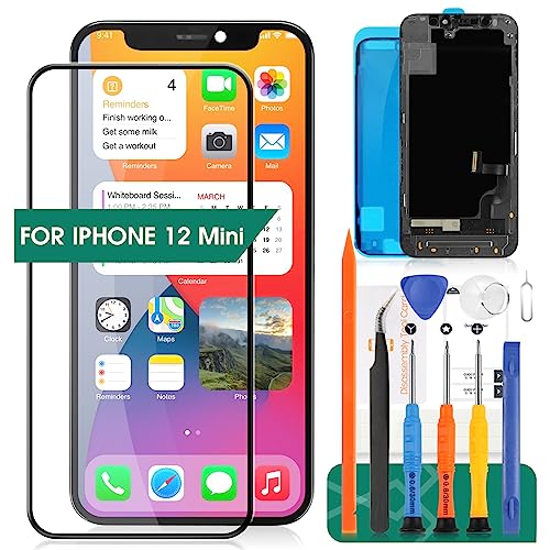 SRJTEK for iPhone 12 Mini Screen Replacement 3D Touch 5.4 Inch LCD Screen Replacement A2399 LCD Display A2176 Touch Digitizer Compatible with Model A2398,A2400,A2399 Assembly Repair Parts Kits(Black Incell) - Image 1