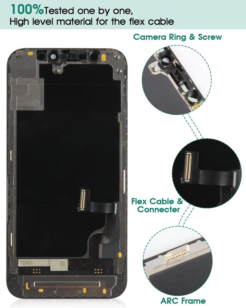 SRJTEK for iPhone 12 Mini Screen Replacement 3D Touch 5.4 Inch LCD Screen Replacement A2399 LCD Display A2176 Touch Digitizer Compatible with Model A2398,A2400,A2399 Assembly Repair Parts Kits(Black Incell) - Image 5