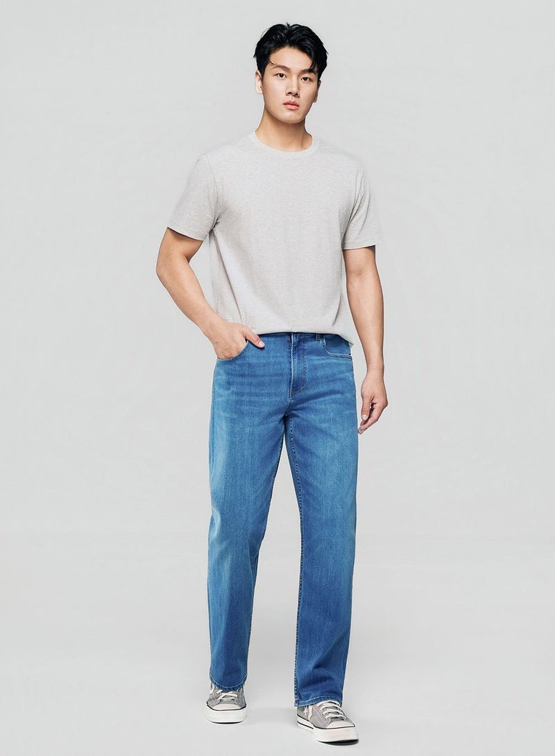 GIORDANO Men Straight Stretch Denim Indigo Jeans - Image 2