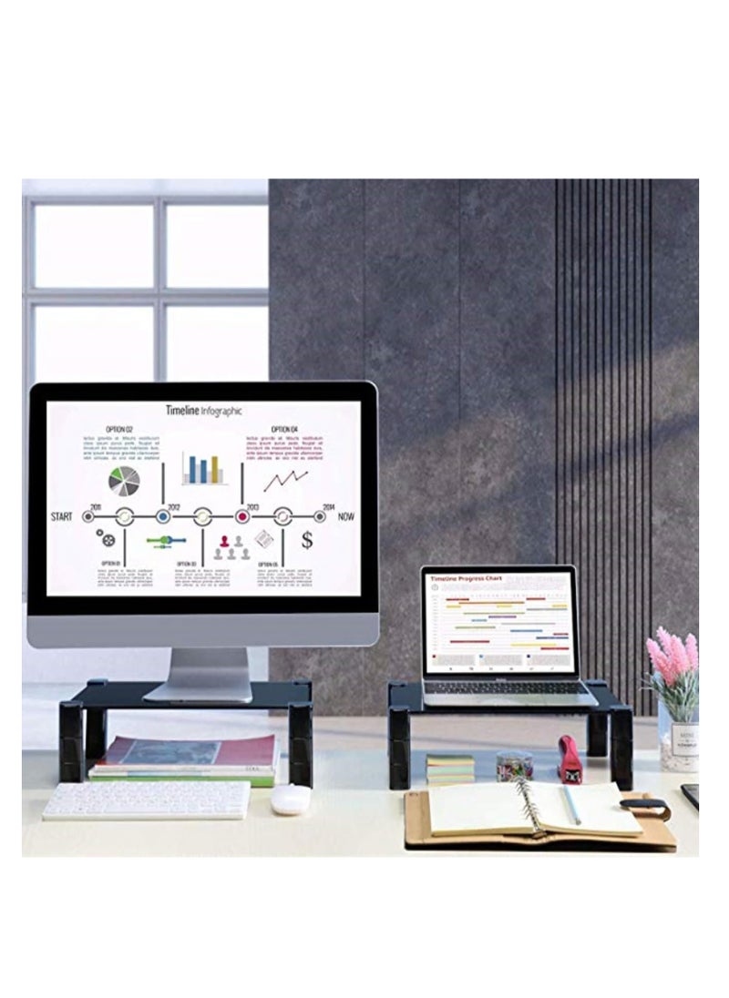 TYCOM - Tycom Monitor Stand Riser, Desk Organizer for Laptop Computer,Monitor Stand for Printer, PC, Notebook, Save Space Laptop Stand Desk for Home and Office Use, Glass Black. - Image 1