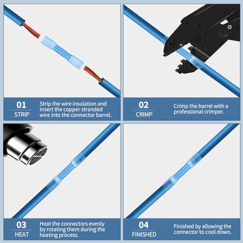 Inscool 200pcs Heat Shrink Butt Connector, Waterproof Crimp Electrical Wire Connector, Butt Splice Terminal Best for Repair and Maintenance. Suitable for Automotive, Decoration Wiring, Marine Wire Joint - Image 3