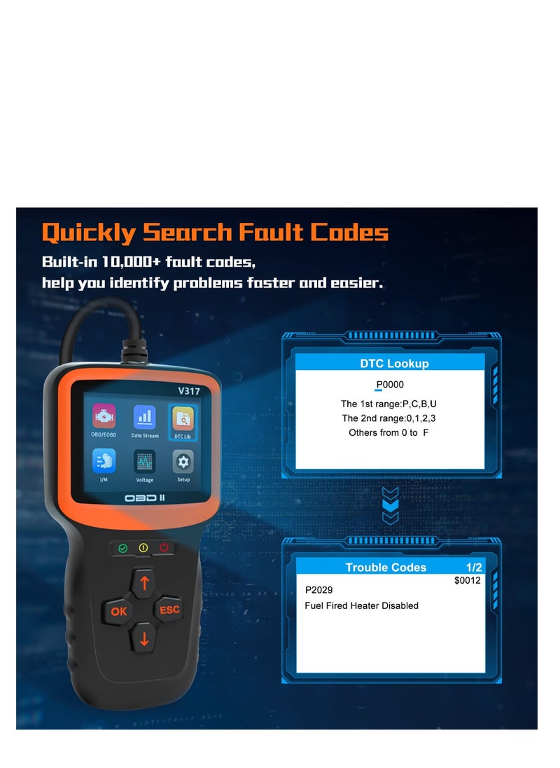 Generic Car OBD2 Scanner Diagnostic Tool, Car OBDII/EOBD Diagnostic Code Reader Tool, Car Engine Fault Code Readers, with Reset & I/M Readiness, for All Vehicles After 1996  - Image 4