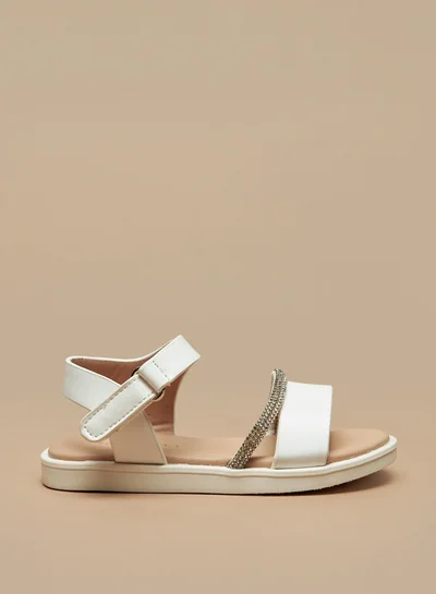 Flora Bella By Shoexpress Girls Embellished Sandals With Hook And Loop Closure