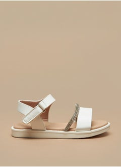 Girls Embellished Sandals With Hook And Loop Closure