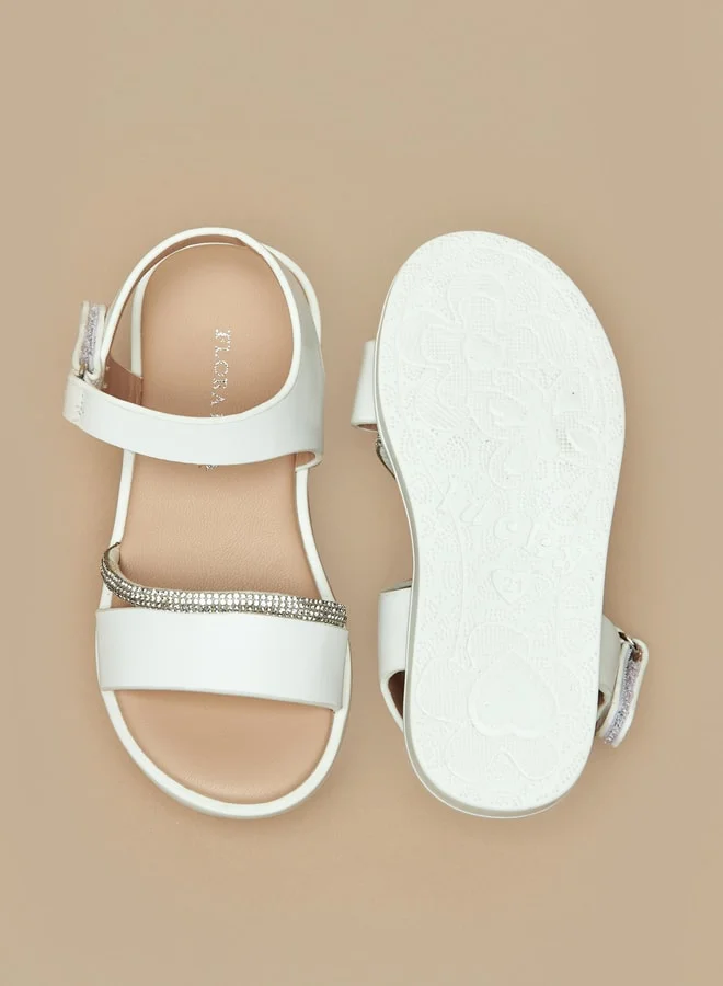 Flora Bella By Shoexpress Girls Embellished Sandals With Hook And Loop Closure