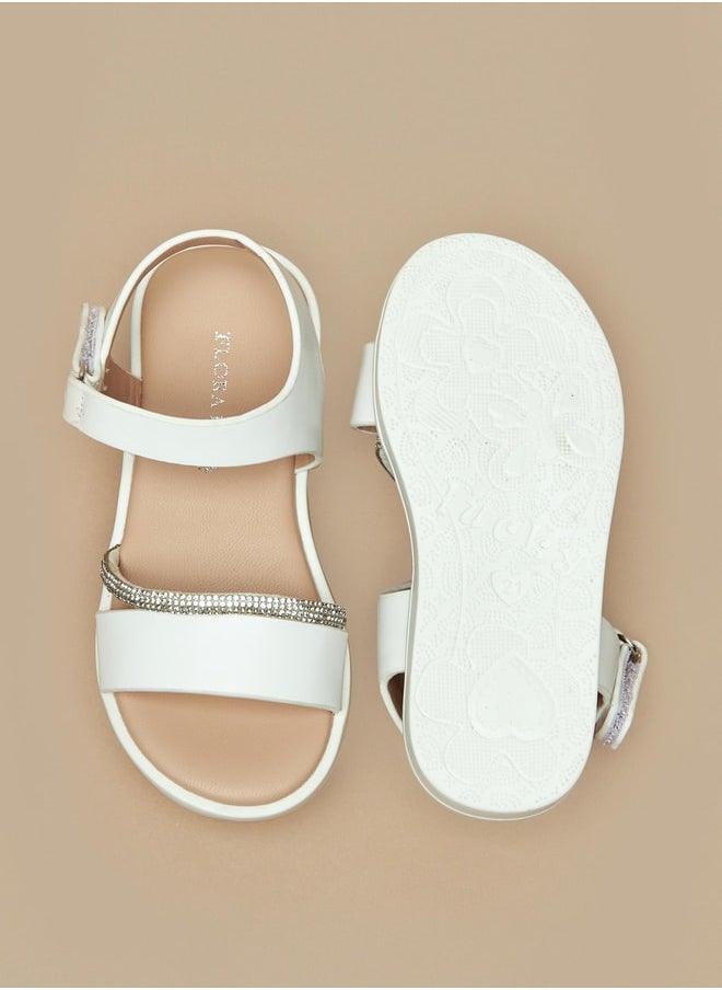 Flora Bella By Shoexpress - Girls Embellished Sandals With Hook And Loop Closure - Image 1