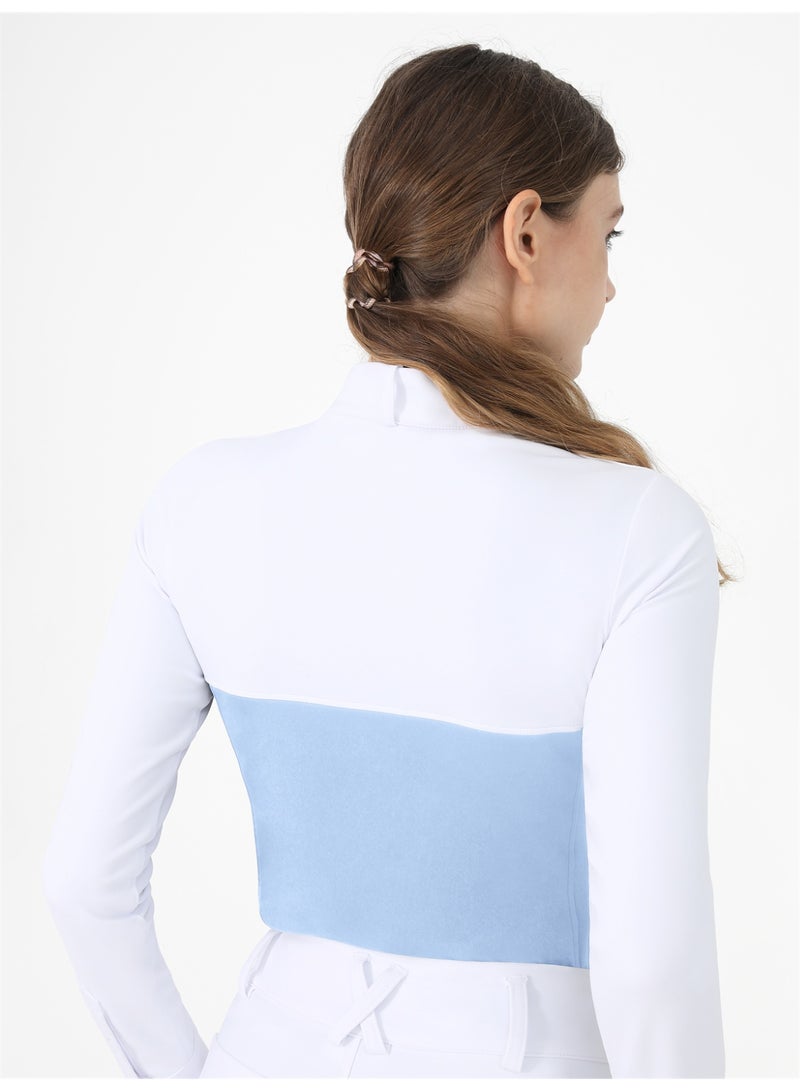 general Women's Equestrian Shirts Long Sleeve Horse Riding Clothes Stand Collar Show Rider Top - Image 3