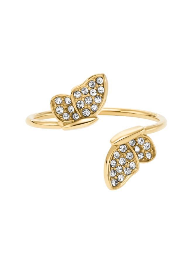 فوسيل خاتم فراشة مطلي بالذهب من الفولاذ المقاوم للصدأ - Image 1