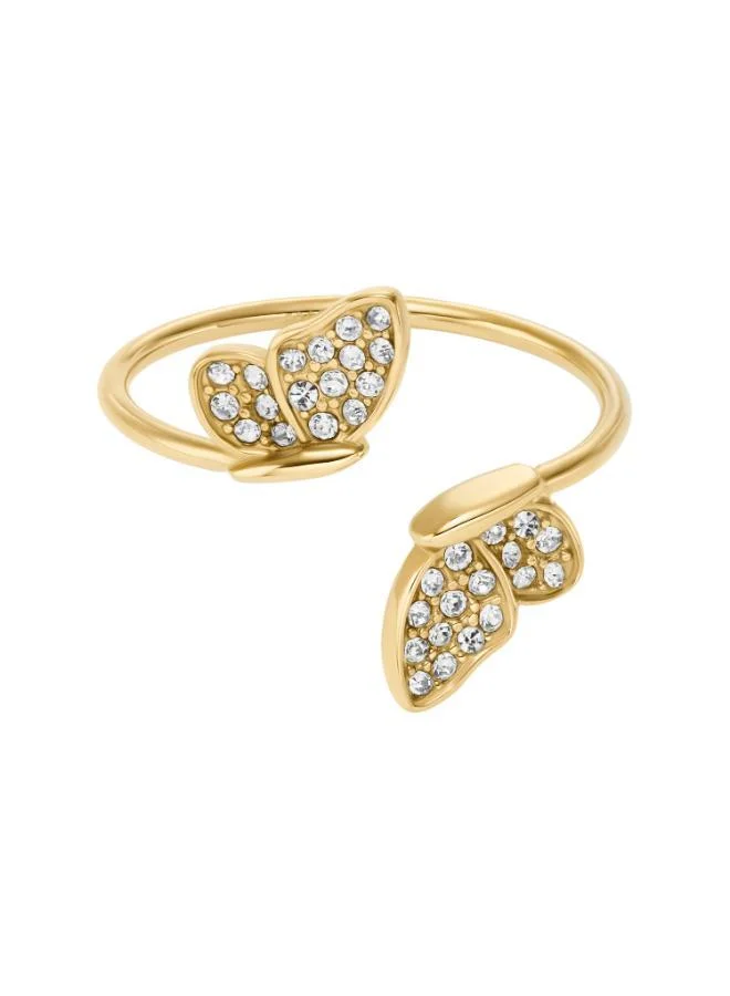 FOSSIL Butterfly Gold-Tone Stainless Steel Stack Ring