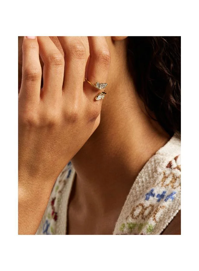 FOSSIL Butterfly Gold-Tone Stainless Steel Stack Ring