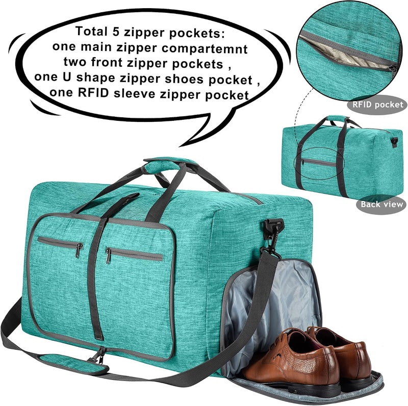 Vomgomfom Travel Duffle Bag for Men, 65L Foldable Travel Duffel Bag with Shoes Compartment Overnight Bag for Men Women Waterproof & Tear Resistant - Image 3