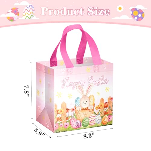 XiaosRen 7Pcs Happy Easter Gift Bags, Reusable Non-woven Goodie Bags with Handle for Kids, Treat Bags for Gifts Wrapping, Party Supplies - Image 2