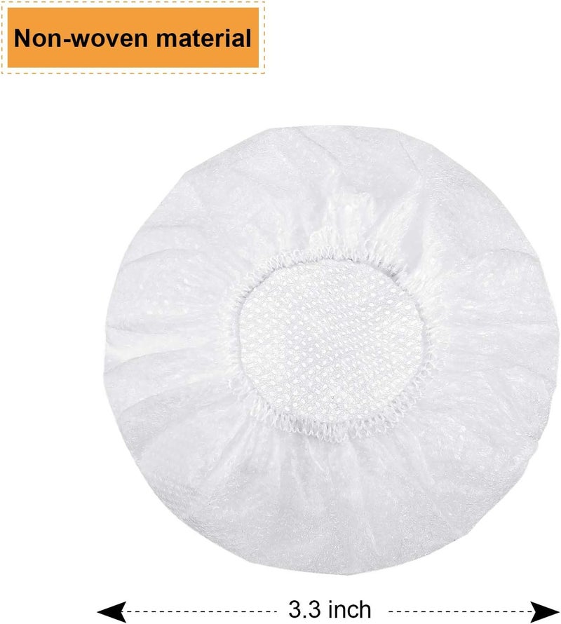 BBTO 100 Pieces Headphone Ear Covers Disposable Earphone Sanitary Non-Woven Stretch Earpad Covers Fit for Most on Ear Headphones(8.5 cm,White) - Image 2