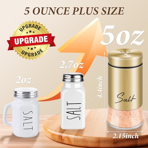 holoith Gold Salt and Pepper Shakers Set, 5 oz Modern Farmhouse Kitchen Decor and Accessories for Restaurant, Wedding, Housewarming Gifts Refillable Design (Gold) - Image 3