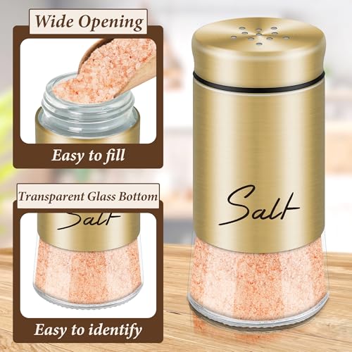 holoith Gold Salt and Pepper Shakers Set, 5 oz Modern Farmhouse Kitchen Decor and Accessories for Restaurant, Wedding, Housewarming Gifts Refillable Design (Gold) - Image 4