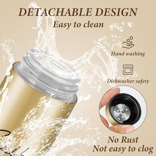 holoith Gold Salt and Pepper Shakers Set, 5 oz Modern Farmhouse Kitchen Decor and Accessories for Restaurant, Wedding, Housewarming Gifts Refillable Design (Gold) - Image 5