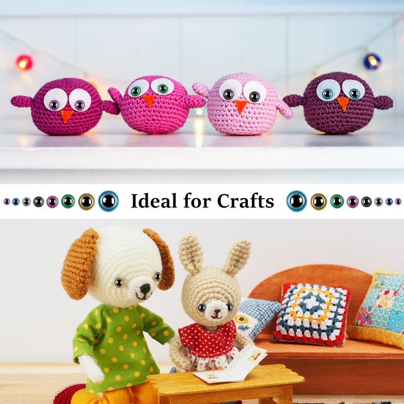 KIGEAPUEL 160pcs Large Safety Eyes for Amigurumi Glitter Eye for Stuffed Animals for DIY Dolls Puppets Bear Crafts Animals Amigurumi Making Supplies(Colorful A) - Image 5