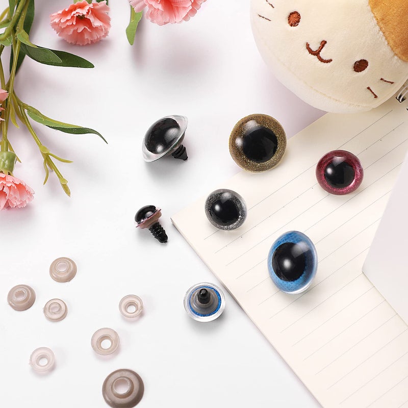 KIGEAPUEL 160pcs Large Safety Eyes for Amigurumi Glitter Eye for Stuffed Animals for DIY Dolls Puppets Bear Crafts Animals Amigurumi Making Supplies(Colorful A) - Image 4