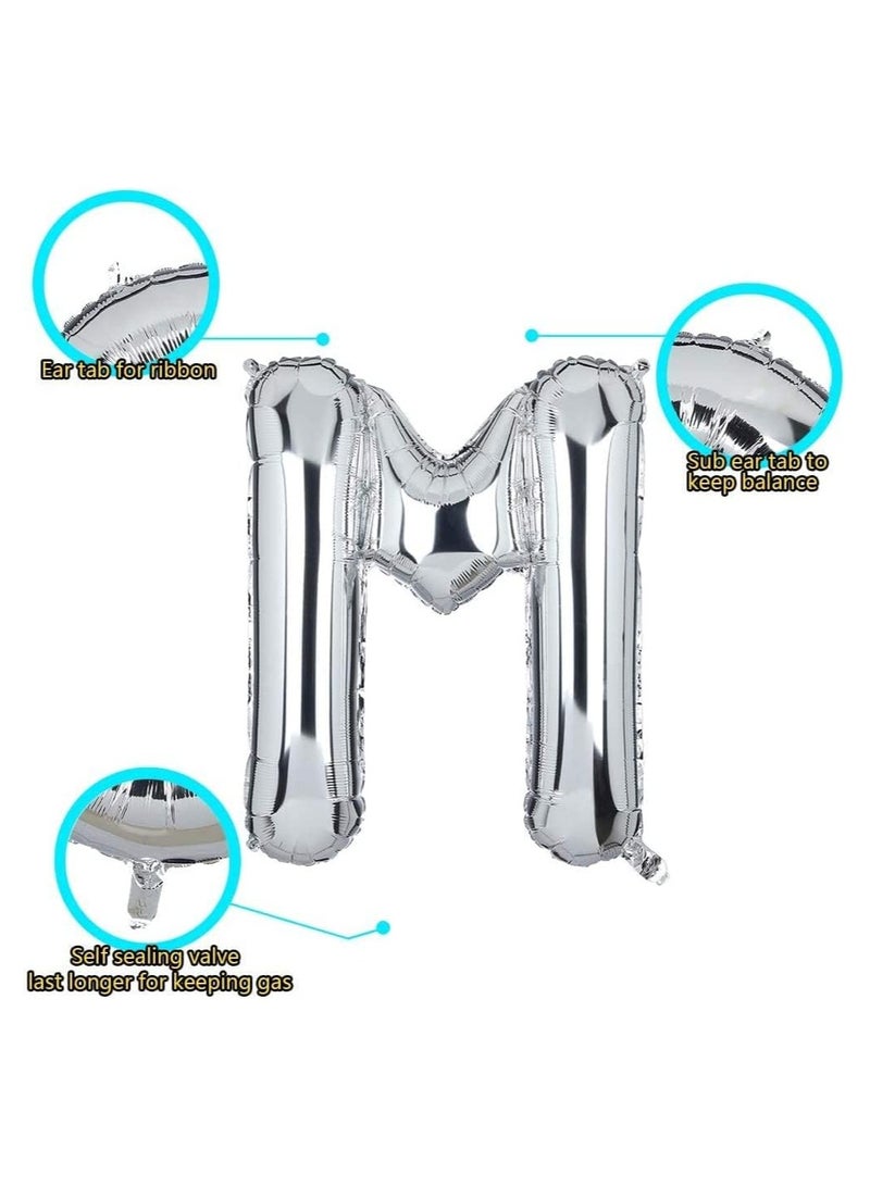 Goldedge 32 Inch Giant Silver Letter M Foil Helium Balloons Big Single Mylar Balloon Birthday Party Decoration Supply Baby Shower (Silver M) - Image 2