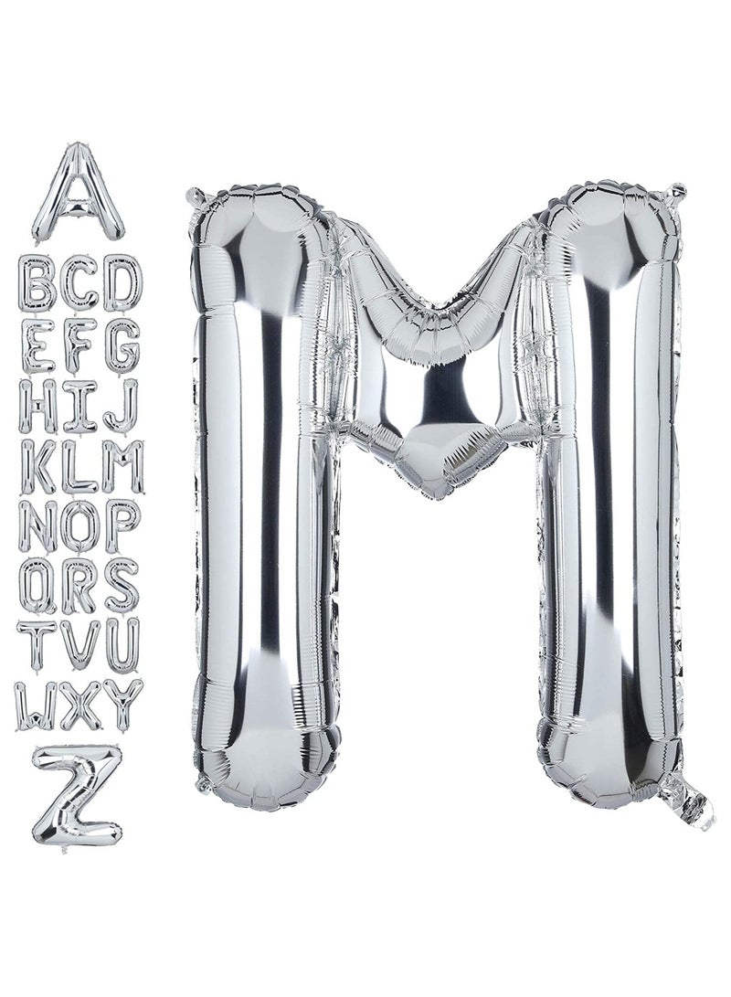 Goldedge 32 Inch Giant Silver Letter M Foil Helium Balloons Big Single Mylar Balloon Birthday Party Decoration Supply Baby Shower (Silver M) - Image 1